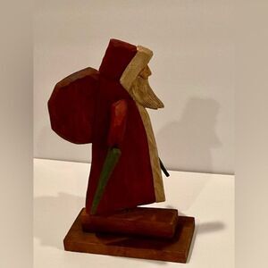 Folk Art Hand Carved Wooden Santa Figurine Whirly Gig Painted Adjustable Arms
